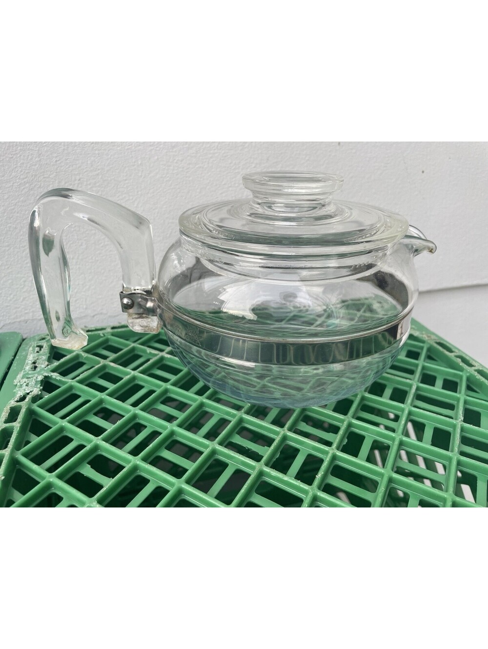 VTG Pyrex Flameware Glass Tea Pot Coffee 8446 And Lid 7756 USA Made 6 Cup